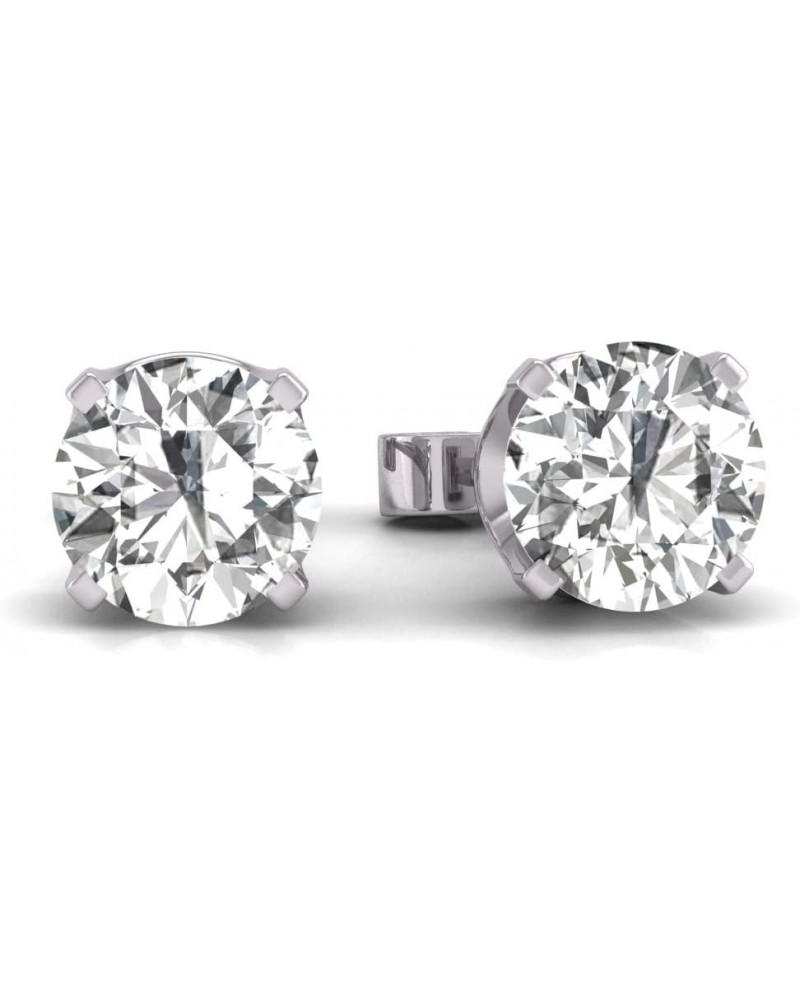 3/4 Carat TW Natural Diamond Solitaire Stud Earrings with Secure Push Back 4 Prong Setting Available in 14K White and Yellow ...