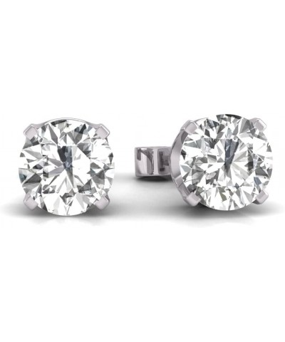 3/4 Carat TW Natural Diamond Solitaire Stud Earrings with Secure Push Back 4 Prong Setting Available in 14K White and Yellow ...