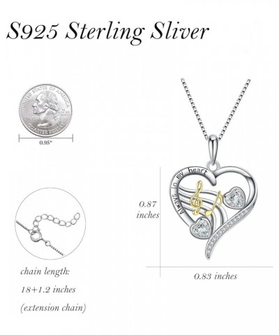 Music Necklaces S925 Sterling Silver Ballet Shoe Necklace I Love You to the Moon and Back Love Heart Pendant Necklace Musical...