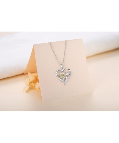 Music Necklaces S925 Sterling Silver Ballet Shoe Necklace I Love You to the Moon and Back Love Heart Pendant Necklace Musical...