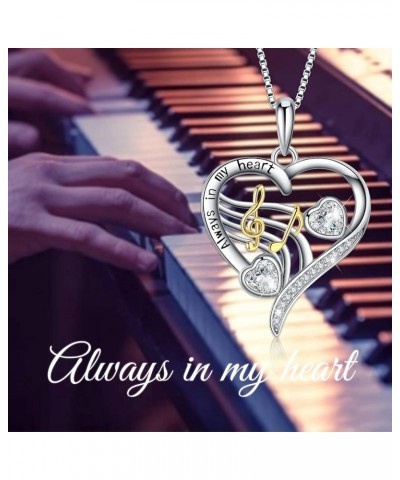 Music Necklaces S925 Sterling Silver Ballet Shoe Necklace I Love You to the Moon and Back Love Heart Pendant Necklace Musical...