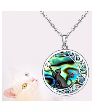 Cat Urn Necklace for Ashes for Women Celtic Knot Abalone Shell Black Cat Sterling Silver Memorial Keepsake Pet Urn Necklaces ...