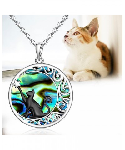 Cat Urn Necklace for Ashes for Women Celtic Knot Abalone Shell Black Cat Sterling Silver Memorial Keepsake Pet Urn Necklaces ...