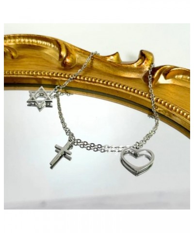 Messianic Bracelet, Necklace - Stainless Steel - Heart and Cross - Jesus Jewelry - Jewish Christian Faith Jewelry Gift for An...