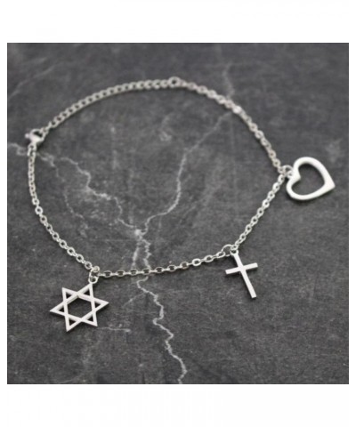 Messianic Bracelet, Necklace - Stainless Steel - Heart and Cross - Jesus Jewelry - Jewish Christian Faith Jewelry Gift for An...