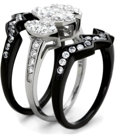 His Hers 4 Piece Black Ion Plated Stainless Steel Wedding Engagement Ring Band Set Size Women's 05 Men's 13 $16.25 Sets