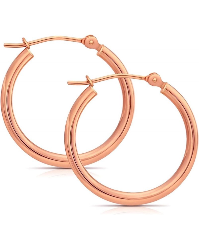 14k Rose Gold Classic Hoop Earrings, Real Gold Round Polished Hoops 22mm (0.87 inch) $45.58 Earrings