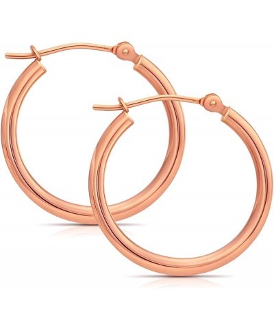 14k Rose Gold Classic Hoop Earrings, Real Gold Round Polished Hoops 22mm (0.87 inch) $45.58 Earrings