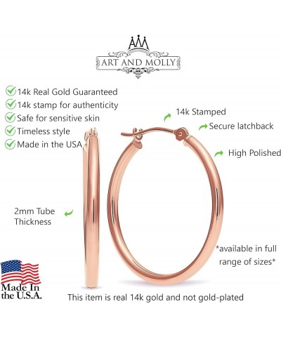 14k Rose Gold Classic Hoop Earrings, Real Gold Round Polished Hoops 22mm (0.87 inch) $45.58 Earrings