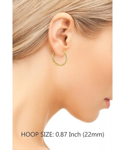 14k Rose Gold Classic Hoop Earrings, Real Gold Round Polished Hoops 22mm (0.87 inch) $45.58 Earrings