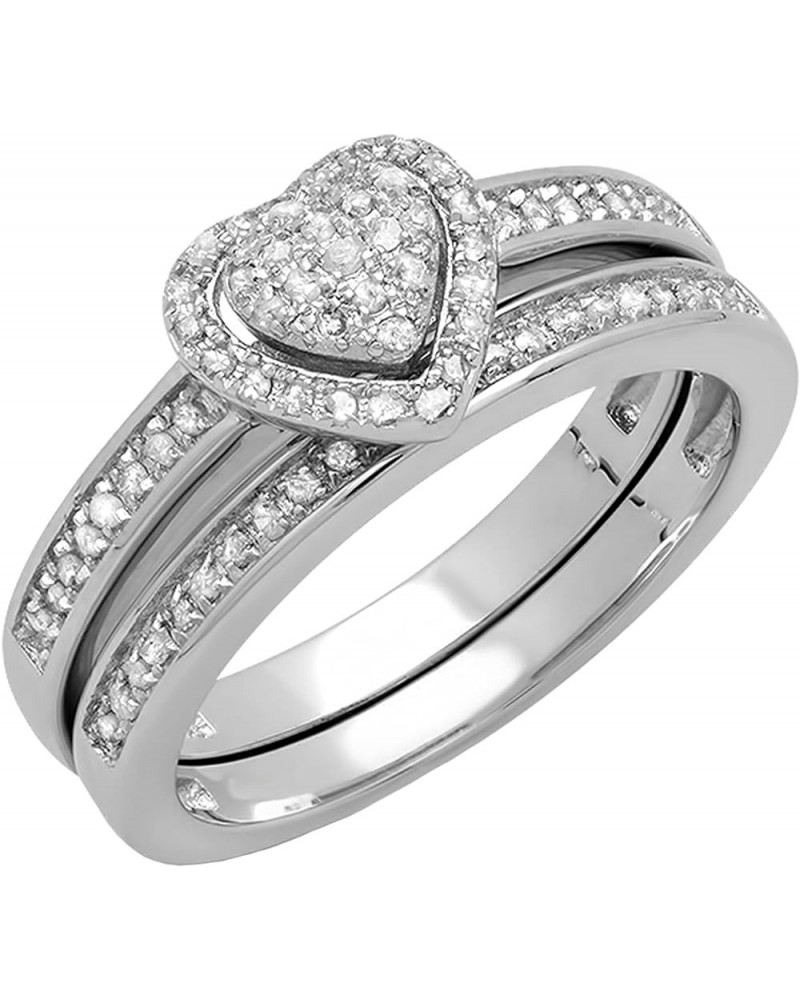 0.23 Carat (ctw) Round White Diamond Heart Shaped Engagement Ring Set for Women in 925 Sterling Silver 5 Sterling Silver $52....