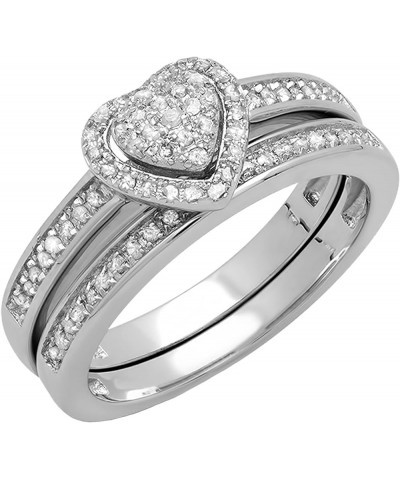 0.23 Carat (ctw) Round White Diamond Heart Shaped Engagement Ring Set for Women in 925 Sterling Silver 5 Sterling Silver $52....