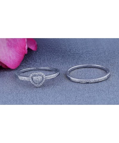 0.23 Carat (ctw) Round White Diamond Heart Shaped Engagement Ring Set for Women in 925 Sterling Silver 5 Sterling Silver $52....