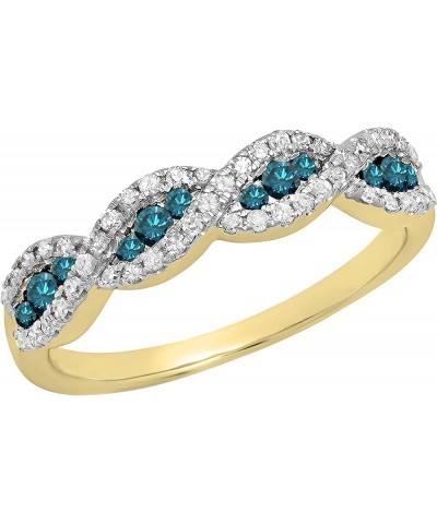 0.35 Carat (ctw) 10K Gold Round Blue & White Diamond Bridal Stackable Wedding Band 1/3 CT 9 Yellow Gold $136.96 Bracelets