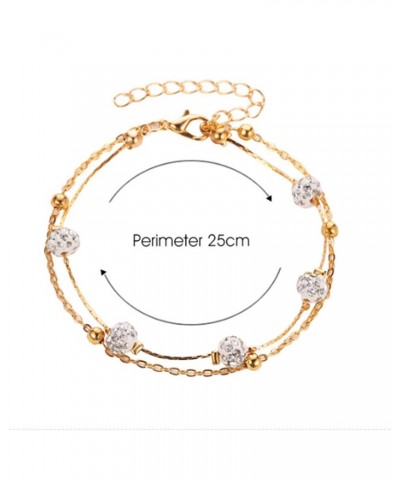 Gold Layered Drill Ball Crystal Ankle Bracelet Dainty Cute Beach Anklet Set Adjustable Alloy Foot Chain Jewelry for Women Gir...