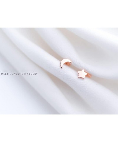 Minimalist Moon Star Cartilage Stud Earrings S925 Sterling Silver Fashion Small Tiny Earring Studs Asymmetrical Tragus Screw ...