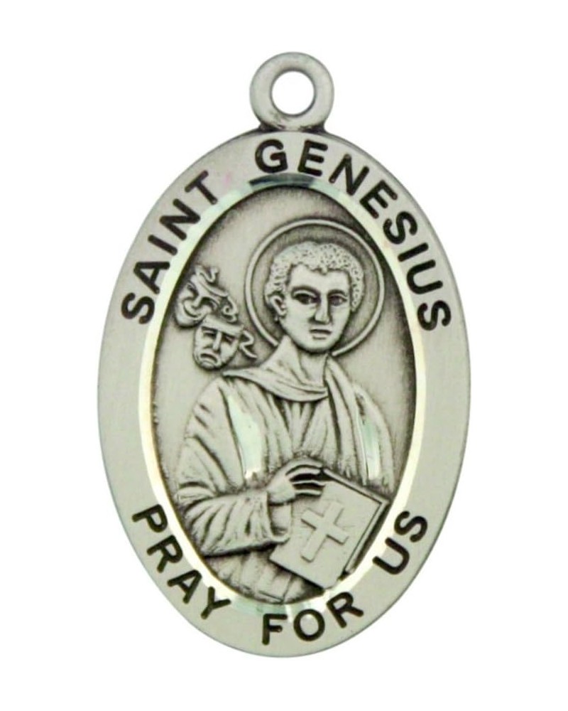 Sterling Silver Catholic Patron Saint Pray for Us Medal, 1 1/16 Inch Saint Genesius $35.64 Pendants