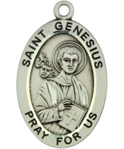 Sterling Silver Catholic Patron Saint Pray for Us Medal, 1 1/16 Inch Saint Genesius $35.64 Pendants