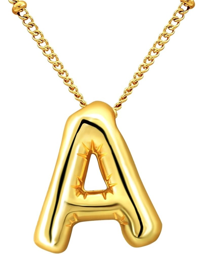 Stainless Steel/Gold Plated Balloon Initial Necklaces for Women Bubble Letter A-Z Pendant with Dainty Chain Girlfriend Birthd...