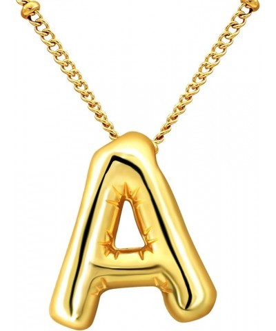 Stainless Steel/Gold Plated Balloon Initial Necklaces for Women Bubble Letter A-Z Pendant with Dainty Chain Girlfriend Birthd...