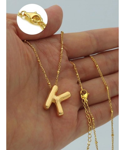 Stainless Steel/Gold Plated Balloon Initial Necklaces for Women Bubble Letter A-Z Pendant with Dainty Chain Girlfriend Birthd...