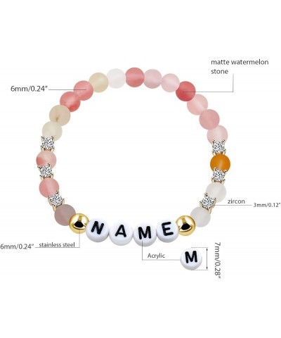 Personalized Letter Name Bracelet for Women Girls, Natural Stone Healing Crystal and Zircon Stretch name bracelets for women ...