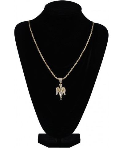 Hip Hop Iced Out Bling Hands Together Angel Pendant 18K Gold Plated Chain Necklace for Men Women $18.45 Necklaces