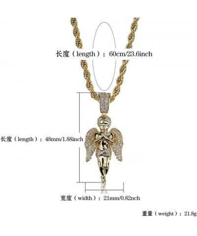 Hip Hop Iced Out Bling Hands Together Angel Pendant 18K Gold Plated Chain Necklace for Men Women $18.45 Necklaces