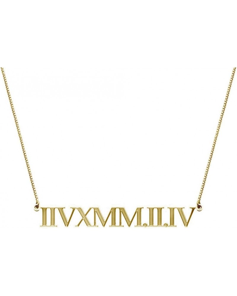 Personalized 925 Sterling Silver Roman Numeral Number Cut Bar Necklace Custom Any Date Gold Plated Sterling Silver $23.97 Nec...