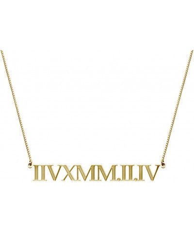 Personalized 925 Sterling Silver Roman Numeral Number Cut Bar Necklace Custom Any Date Gold Plated Sterling Silver $23.97 Nec...