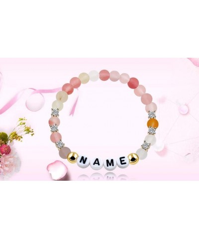 Personalized Letter Name Bracelet for Women Girls, Natural Stone Healing Crystal and Zircon Stretch name bracelets for women ...