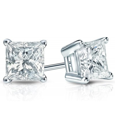 IGI Certified 1 to 5 Carat Princess Cut Lab Grown Diamond Stud Earrings for Women in 14k Gold or Platinum (E-F Color, SI1-SI2...