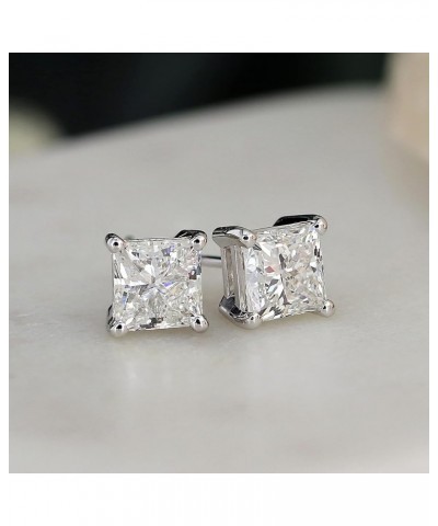 IGI Certified 1 to 5 Carat Princess Cut Lab Grown Diamond Stud Earrings for Women in 14k Gold or Platinum (E-F Color, SI1-SI2...