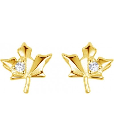 Dainty CZ Maple Leaf Earrings Sterling Silver Small Stud Cartilage Earring for Women Girls Hypoallergenic Tiny Cute CZ Crysta...