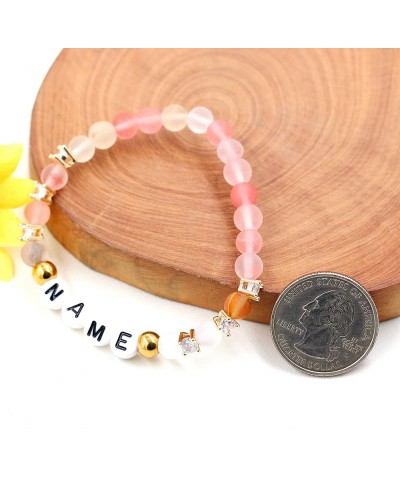 Personalized Letter Name Bracelet for Women Girls, Natural Stone Healing Crystal and Zircon Stretch name bracelets for women ...