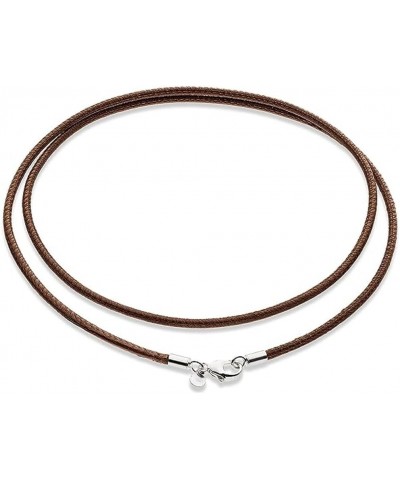 Black Brown Leather Cord Chain Necklace With 925 Sterling Silver Clasp,Leather Cord Chain 2MM/3MM,16" 18" 20" 22" 24" 26" Fle...