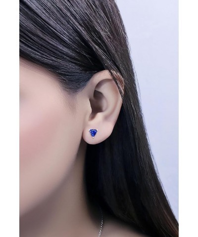 5.5x5.5mm Trillion Lab Created Blue Sapphire Solitaire Stud Earrings for Women in 10K Gold Rose Gold Push Back $30.32 Earrings