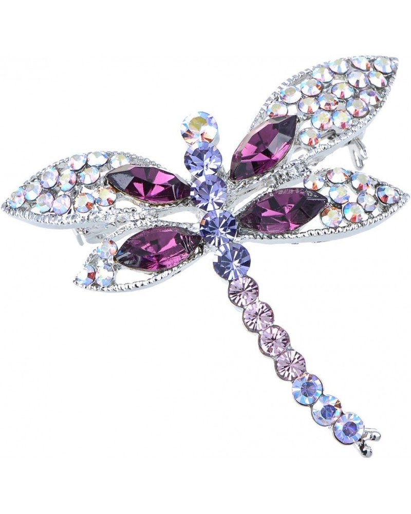 Silvery Tone Iridescent Multi Rhinestones Colorful Dragonfly Brooch Pin $10.86 Brooches & Pins