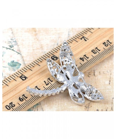 Silvery Tone Iridescent Multi Rhinestones Colorful Dragonfly Brooch Pin $10.86 Brooches & Pins