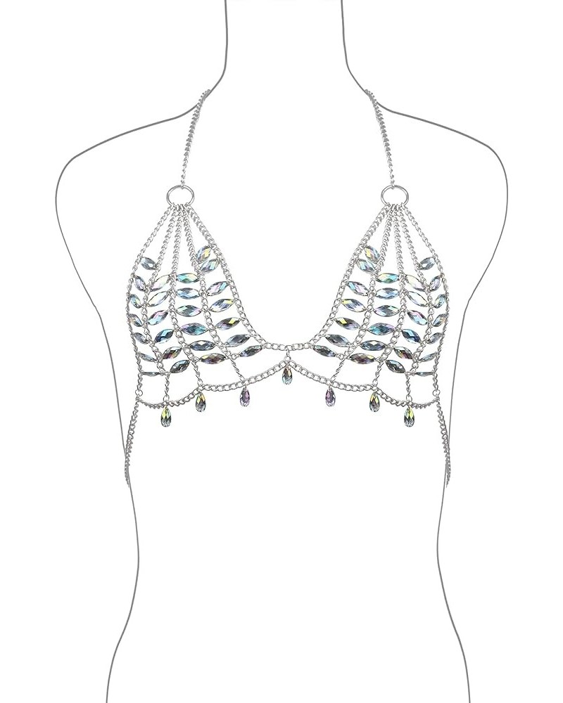 Womens Sexy Body Chains Suit Bikini Beach Body Jewelry 028-Silvery-Top $16.23 Body Jewelry