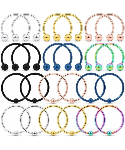 20G Nose Septum Rings Surgical Steel Horseshoes Captive Bead Nose Hoop Rings Septum Lip Eyebrow Rings Tragus Helix Cartilage ...