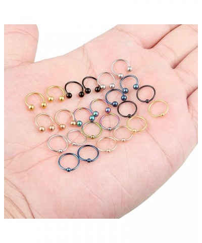 20G Nose Septum Rings Surgical Steel Horseshoes Captive Bead Nose Hoop Rings Septum Lip Eyebrow Rings Tragus Helix Cartilage ...