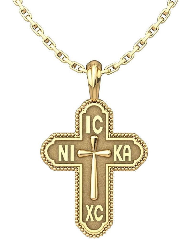 Rose Gold IC XC NIKA Jesus Christ Conquers Pendant Necklace, Rose Gold Plated Greek Baptismal 925 Sterling Silver Jewelry for...