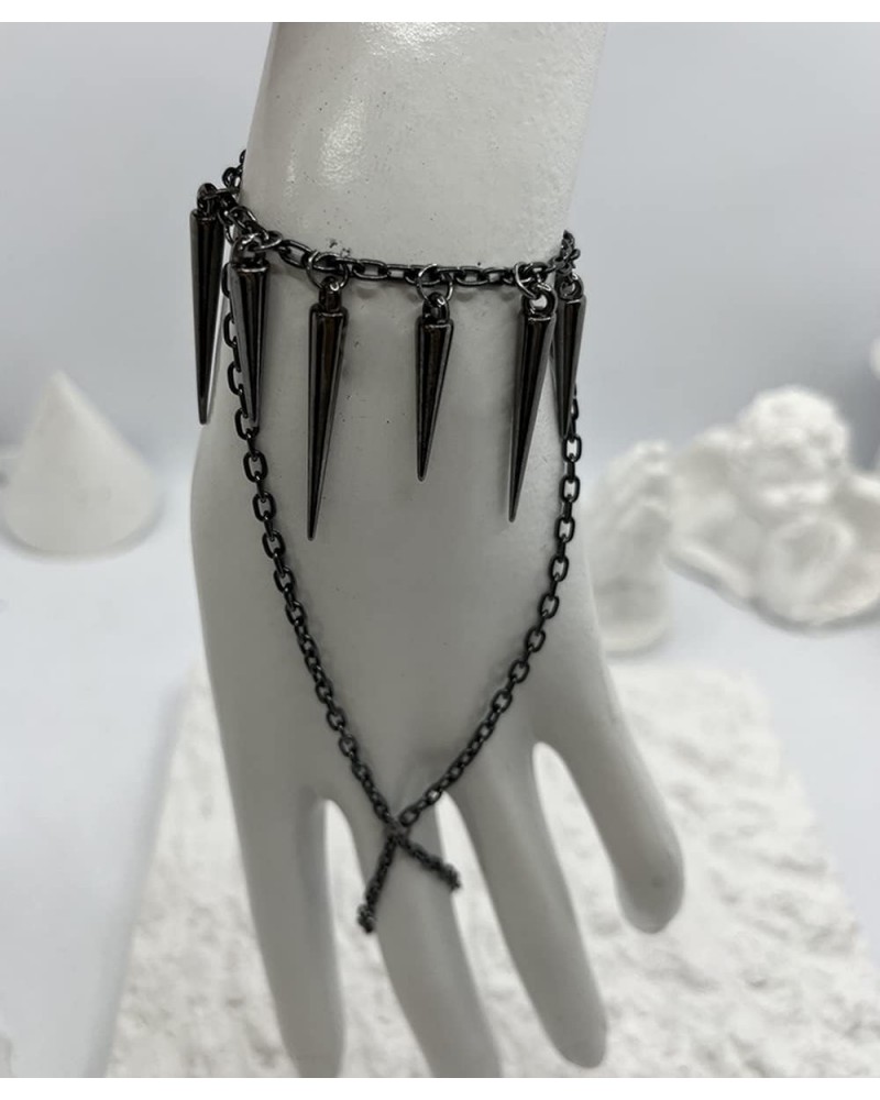 Gothic Finger Ring Chain Bracelet Layered Lariat Tassel Slave Bracelet Punk Hand Harness Bracelet Hip Hop Cosplay Party State...