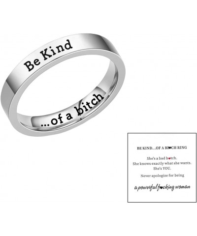 Be Kind Ring, Be Kind of A Bitch Ring for Women Inspirational Motivational Stainless Steel Band Friendship Gift Jewelry 8 sli...