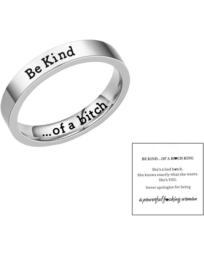 Be Kind Ring, Be Kind of A Bitch Ring for Women Inspirational Motivational Stainless Steel Band Friendship Gift Jewelry 8 sli...