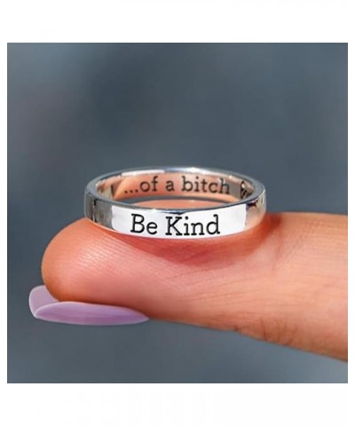 Be Kind Ring, Be Kind of A Bitch Ring for Women Inspirational Motivational Stainless Steel Band Friendship Gift Jewelry 8 sli...