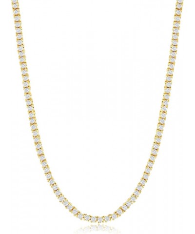 Women's Magnificent 2mm Round Cubic Zirconia Tennis Necklace Yellow 18 Inches $26.99 Necklaces