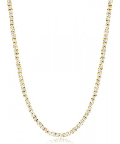 Women's Magnificent 2mm Round Cubic Zirconia Tennis Necklace Yellow 18 Inches $26.99 Necklaces