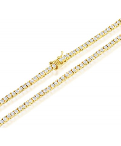 Women's Magnificent 2mm Round Cubic Zirconia Tennis Necklace Yellow 18 Inches $26.99 Necklaces